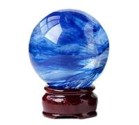 ICXLPMC Crystal Ball Blue Smelting Quartz Gemston Sphere with Stand Crystals Stone Polished Divination for Balancing,90mm