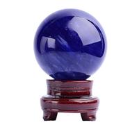 ICXLPMC Crystal Ball Ornaments with Stand, Blue Smelting Quartz Decorative Stone Sphere for Feng Shui Divination Orb Home Decor,14cm/5.5in