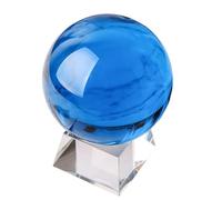 ICXLPMC Crystal Ball Sky Blue Clear Glass with Stand Solid Decorative Spheres Divination Stone Photography Display Home Decoration Ornaments,13cm/5.1in