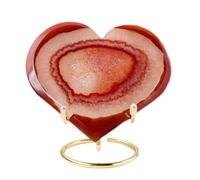 ICXLPMC Crystal Red Agate Geode Cluster Heart-Shaped Raw Stone Polished Desktop Three-Dimensional Viewing Ornaments for Home, Office,400~500g
