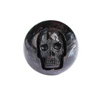 ICXLPMC Crystal Skull Half-Gem Ghost Head Carving - Handcrafted Gemstone Art Sculpture for Halloween Décor, Home, or Gift