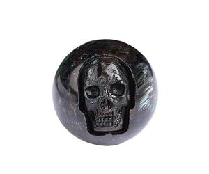 ICXLPMC Crystal Skull Half-Gem Ghost Head Carving - Handcrafted Gemstone Art Sculpture for Halloween Décor, Home, or Gift