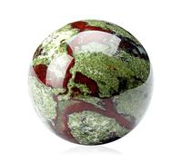 ICXLPMC Dragon Blood Jasper Sphere Rock Quartz Crystal Ball Ornament Gemstone Divination Sculpture Figurine with Wood Stand,60mm