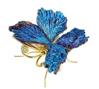 ICXLPMC Electroplated Blue Tourmaline Butterfly Crystal Stones Statue Ornaments Crystals Gift for Home Decor Collection,Silver