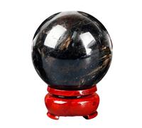 ICXLPMC Garnet Crystal Ball Ornaments Black Sphere Desktop Decor Feng Shui Stone for Divination Home Decoration,60~70mm