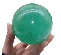 ICXLPMC Green Fluorite Sphere Crystal Ball Ornaments Quartz Stone with Stand for Healing/Divination/Chakra Balance/Yoga/Home/Office FengShui Decoration,45-50mm