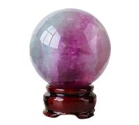ICXLPMC Home Decoration Fluorite Crystal Ball with Stand Gemstone Polished Stone Sculpture Figurine for Fengshui Divination Photography,50-60mm
