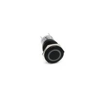 ICXLPMC Pressure Switch 19mm Power Mark Press Metal Push Button Switch Waterproof Latching Self-Lock Fixation LED Light Illumination 3V-6V 12V-24V 220V(White LED,19mm Black Ring)