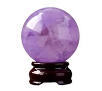 ICXLPMC Purple Crystal Ball Amethyst Quartz Sphere, Stone with Wooden Base, Gemstone for Divination, Decoration, Gift,65~70mm