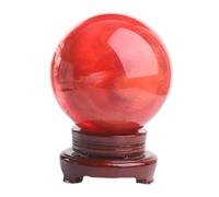 ICXLPMC Quartz Crystal Ball Red Sphere Smelting Stone Home Decoration Melting Gemstone for +Base,11cm/4.3in