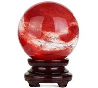 ICXLPMC Red Clear Smelt Quartz Crystal Ball Gemstone Sphere with Stand for Home Decor, Divination, Magic, Witchcraft, Fortune Telling Precious Gifts,160mm