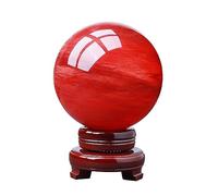 ICXLPMC Red Crystal Ball Sphere Melting Quartz Gemstone with Stand for, Divination,Fengshui,Home Decoration,Witchcraft,160mm