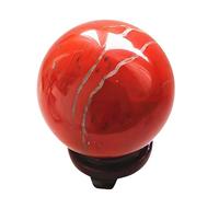 ICXLPMC Red Jasper Crystal Ball with Stand, Divination Scrying Sphere Decorative Paperweight,Real Figurine Collectible Home Decor,60mm