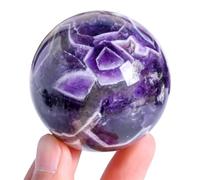 ICXLPMC Round Crystals Decorative Sphere,Dream Amethyst Crystal Balls,Polished Purple Gemstone Ball Gift Home Decor Divination Yoga,8.5~9cm