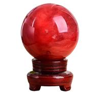 ICXLPMC Smelting Stone Red Crystal Ball Craft Sculpture for Feng Shui,Witchcraft,Scrying,Decorative,Quartz Sphere Orb,9cm/3.5in