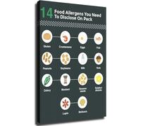 ICXLPMC The 14 Food Allergens You Need to Disclose On Pack Labeling Guide Chart Essential Office Decor Kitchen Reference Unframed,12x18inch(30x45cm)