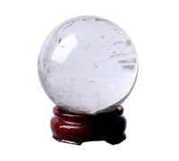 ICXLPMC White Clear Crystal Sphere Quartz Ball with Stand Stone Home Decoration Lovers Gifts TouchStones,90mm