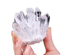 ICXLPMC White Clear Quartz Cluster Irregular Rock Crystal Geode Stones Figurine for Home Office Decor,500-600g