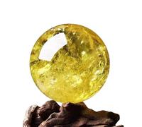 ICXLPMC Yellow Crystal Ball Citrine Gemston Sphere with Stand Polished Divination Quart Home Office FengShui Decoration,9-10cm