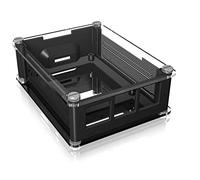 ICY BOX 60473 BOX Raspberry Pi Case per Raspberry Pi 3 B+, trasparente, 3 dissipatori di calore, apertura ventola, nero