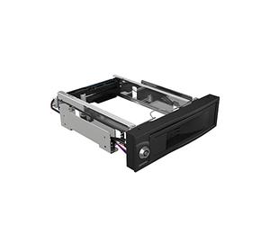 ICY BOX - Alloggiamento per disco rigido da 3,5", alloggiamento da 5,25", interruttore di alimentazione, serratura, hot swap, Status LED, SATA III, colore: Nero