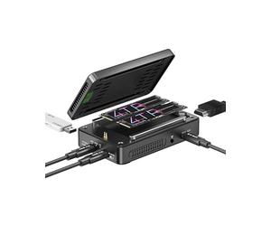 ICY BOX case RAID Thunderbolt 40 Gbps, docking station, SSD M.2 NVMe dual, Thunderbolt 3, USB4, 8K USB-C, 4K HDMI, USB-A, ventola attiva, IB-RD2818DK-40G, Heart RAID 2818