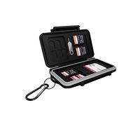 ICY BOX Custodia per 28 schede di memoria SD (8 SD, 16 micro SD, 4 CF), chiusura a clip, custodia con moschettone, nero