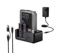 ICY BOX Docking station M.2 NVMe e SATA SSD/HDD, USB-C 10Gbps (USB 3.2 Gen2) Cloner&Reader, TripleBay Standalone Drive Dock per dischi rigidi SSD e HDD da 2,5"/3,5", clonazione offline, senza attrezzi