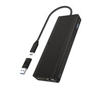 ICY BOX Docking Station USB-C (12-in-1) con 2x HDMI & 2x DP (4K 60Hz), 4x USB 3.0 HUB, Gigabit Ethernet, DisplayLink, Dock Universale, IB-DK4080AC
