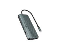 ICY BOX DockingStation 12 in 1 con tripla uscita video (2 HDMI, 1 VGA, USB-C PD 100 W, Gigabit LAN, audio, lettore di schede SD/microSD, 2 USB A 3.2, 2 USB-A 2.0, alluminio, 5 Gbps), IB-DK4062-CPD