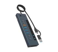 ICY BOX Hub USB-C 11-in-1 con lettore di schede, 2x Type-C e 1x Type-A (10 Gbit/s), 3x Type-A (5 Gbit/s), PD 100 W, SD/microSD UHS-I, IB-HUB1742CR-C2PD
