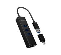 ICY BOX Hub USB 3.0 4 porte USB-A/-C 3xUSB3.2(Gen1),1xRJ45