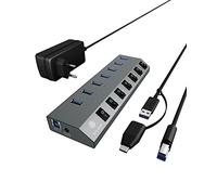 ICY IB-HUB1701C3 - Hub a 7 porte USB 3.0, USB-A, interruttore