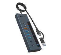 ICY BOX IB-HUB1743-CPD Docking Station 9-in-1 HUB 7x Porte + USB-C Blu Alluminio