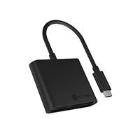 Icy Box Lettore di schede SD con USB-C, USB 3.0 per SD, Micro SD o CF, Cavo Integrato, in Alluminio, Nero