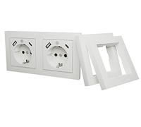 ICY BOX Presa con Attacco USB, 2 Porte USB-C e 2 Porte USB-A (Set per 1 Doppia Presa o 2 Prese Singole), 2 Prese da Parete, IB-MPS4200W-PD