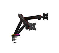 ICY BOX Supporto per monitor da gioco con RGB per 2 monitor fino a 32 pollici (fino a 8 kg, VESA 75 x 75/100 x 100), hub integrato, 2 USB 3.0, ingresso microfono/cuffie