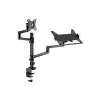 ICY BOX Supporto per monitor fino a 32" e notebook fino a 17,3"), VESA 75 x 75/100 x 100, supporto ergonomico con gestione dei cavi, cuscinetti in silicone, regolabile in altezza, IB-MS622-T