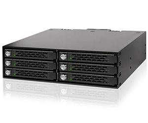 Icy Dock Backplane a Gabbia per impieghi gravosi, Rack Mobile, Enclosure Rack Hot Swap in Metallo per 6 unità SSD o SATA/SAS HDD da 2,5" in Un alloggiamento da 5,25" - ToughArmor MB996SP-6SB