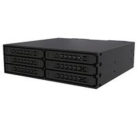 Icy Dock Backplane a Gabbia per impieghi gravosi, Rack mobileHot Swap in Metallo con Serratura a Chiave per 6 x SSD o SATA/SAS HDD da 2,5" in Un alloggiamento da 5,25" - ToughArmor MB996SK-6SB
