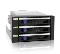 Icy Dock Backplane Cage, Rack Mobile, Scatola di Gabbia con cassetto Hot Swap per 3 x HDD/SSD 2,5" o 3,5" SAS II/SATA III 6Gb/s in 2 alloggiamenti da 5,25" in Alluminio FatCage MB153SP-B