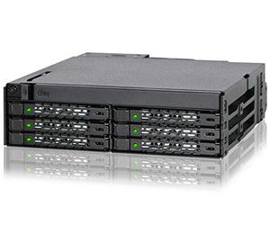 ICY DOCK Gabbia backplane, rack mobile, robusta custodia in metallo Hot Swap per 6 x 2.5" SSD / SATA o HDD e vassoio ODD ultra sottile per baia da 5,25" - ToughArmor MB606SPO-B
