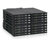 Icy Dock Gabbia backplane, Robusto Rack Mobile, Enclosure Rack in Metallo per 16 unità SSD / 2,5" SATA/SAS HDD in 2 alloggiamenti da 5,25" con connettore miniSAS HD - ToughArmor MB516SP-B