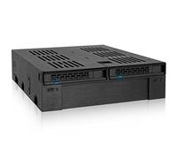 Icy Dock Rack Rimovibile, backplane Cage, Hot Swap Rack Case per 2 HDD o 2.5" SAS/SATA SSD + 3.5" Slot per 5.25" bay, Installazione SSD Senza Attrezzi - ExpressCage MB322SP-B