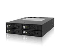 ICY DOCK Robusto rack mobile, backplane a gabbia con serratura a chiave Hot Swap 4 x SSD/HDD SATA/SAS da 2,5" in 1 alloggiamento interamente in metallo da 5,25" - ToughArmor MB994SK-1B