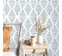 ICYEHAO Carta Adesiva per Mobili Geometrico Blu,44 x 500cm Carta da Parati Righe Blu Strisce Azzurro e Bianca Cart Adesiva per Mobili,Camera da Letto,Soggiorno,Bagno,Cucina