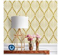 ICYEHAO Carta da parati autoadesiva bianca oro, 44,5 x 500 cm, strisce dorate, geometrica, pellicola adesiva per mobili, autoadesiva, per bagno, soggiorno, camera da letto, cucina