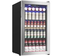 Icyglee - Raffreddatore per bevande - Mini frigorifero con 126 lattine con porta in vetro per birra gassata o vino, refrigeratore per bevande per casa, ufficio, bar con ripiani regolabili rimovibili,