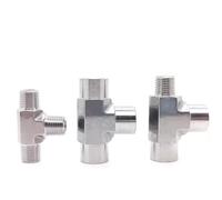 ICYJRFHLTF 1/8" 1/4" 3/8" 1/2" 3/4" 1" BSPP NPT Female Male Thread Tee 3 Way 304 316 Stainless Steel High Pressure Forging Pipe Fitting(304 BSP3I8 F-F-M)