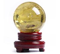 ICYJRFHLTF Crystal Sphere Ball Citrine Prop Ornament for Feng Shui Divination Fortune Telling Tabletop Fountain Decoration Gift,8~9cm